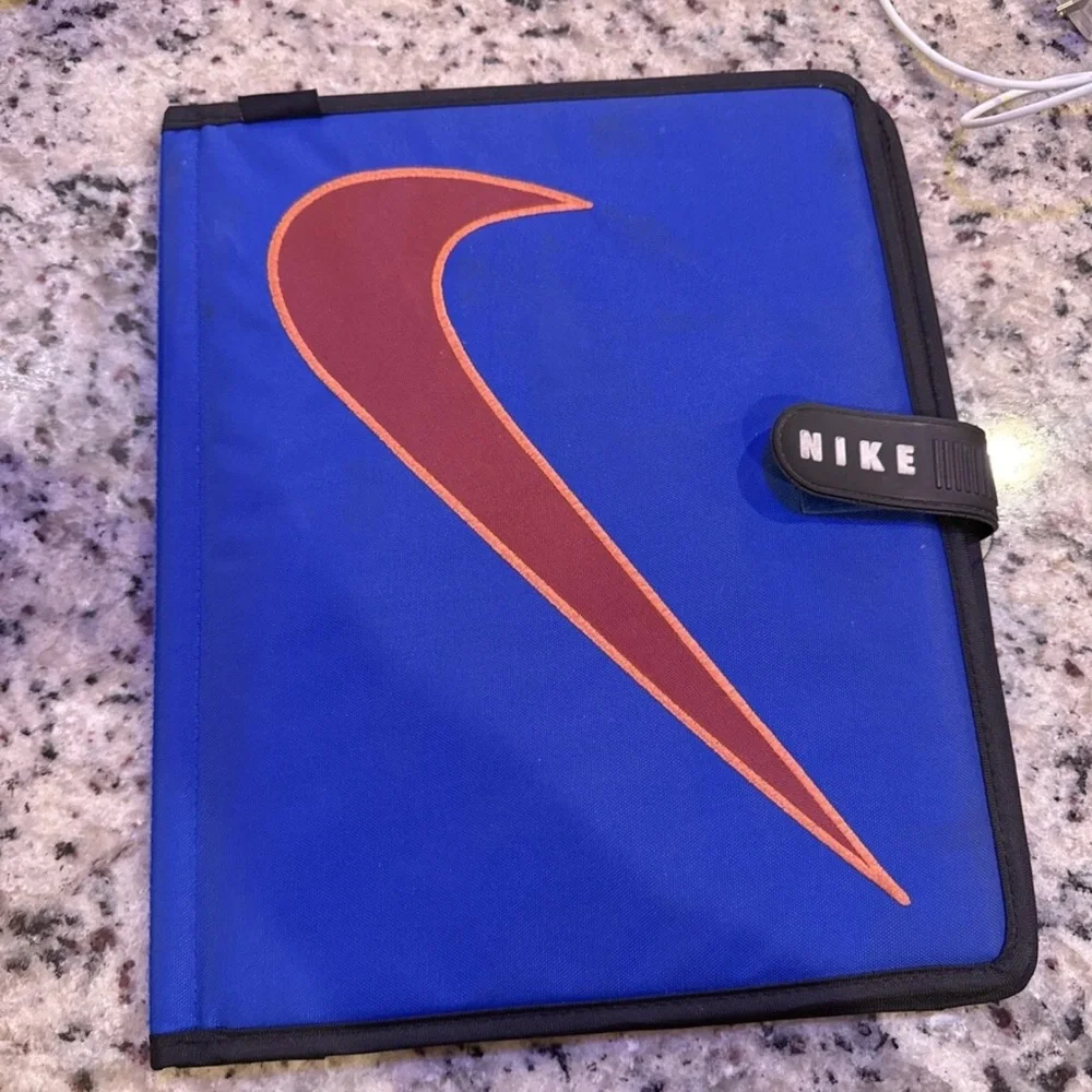 Vintage 1990s Mead Nike Swoosh Purple embroidered school pocket folder 90's kids